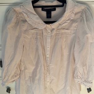 Marc Jacobs Cotton Stripe Ruffle Neck Shirt